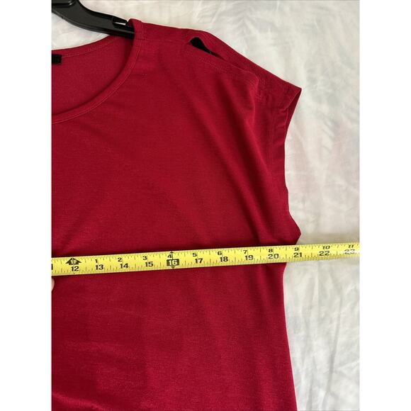 AUW size Medium Red Solid Slit Sleeve design, Tie Waist Polyester Blouse - Picture 6 of 9